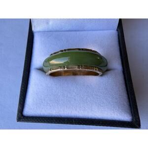 14k Solid Yellow Gold Eternity Jade Band 9.25 New Never Worn